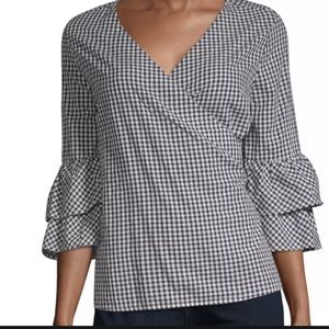 beachlunchlounge Arianna Black White Gingham Wrap Top